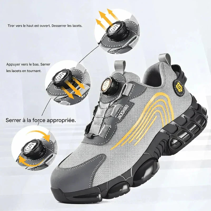 Chaussures de sécurité avec système de réglage rotatif – Protection et confort toute la journée